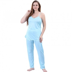 Plain Sleeveless Top & Pajama Set for Women