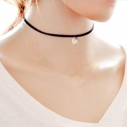 Black Velvet Ribbon Lacing Chokers Pendant Clavicle Necklace