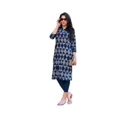 Blue Heavy Printed Cotton Kurta