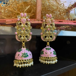 Classic Jhumka Pearl Stone Earrings