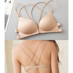 Fashion Front Closure Cross Back Strap Push Up Padded Bra