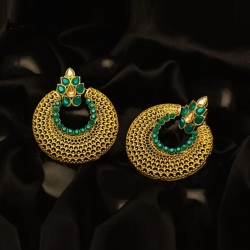 Golden Plated Round Chandbali Earrings