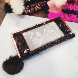 Sequins Puff Ball Party Wear Zipper Clutch Wallet 