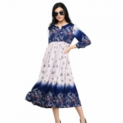 Fashion Rayon Floral Print Midi Dress