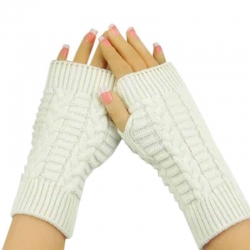 Knitted Woollen Warm and Fashionable Fingerless Winter Gloves 