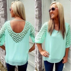 Loose Chiffon Half Sleeve Designer Top