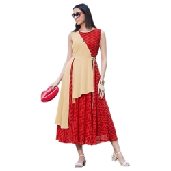 Red Georgette Printed Designer Kurta