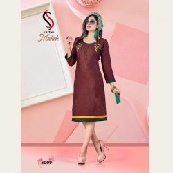 Littledesire Floral Embroidered Cotton Straight Kurti