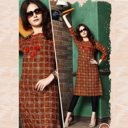 Littledesire Round Neck Printed Straight Cotton Kurta