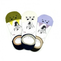 Transparent Cat Colorful Shallow Ship Socks 3 Pairs