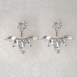 Crystal Ear Cuff Clip Leaf Stud Earrings