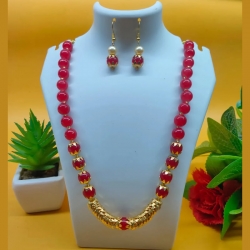 Pearl Brass Antique Necklace & Earrings Set