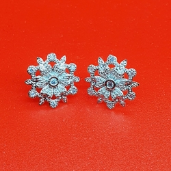 Silver Color Zircon Flower Earrings