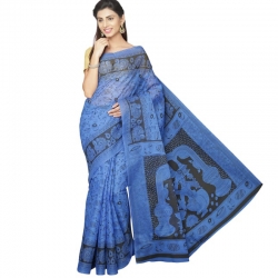 Pavecha Poly Cotton Mangalagiri Saree With Blouse