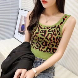 Leopard Print Waist Length Tank Top 