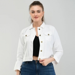 Solid Denim White Jacket