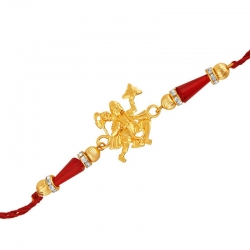 Golden Plated Crystal Spiritual Hanuman Rakhi 