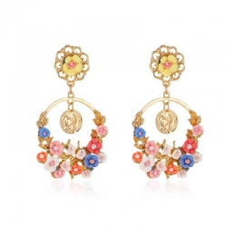 Style Flower Circle Beautiful Heavy Korean Earrings 