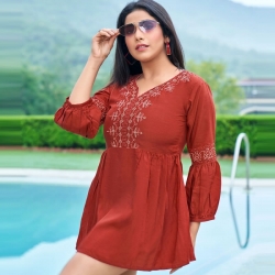 Stylish Embroidered Work Short Kurti Top