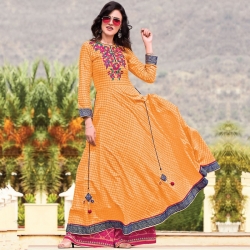 Littledesire Designer Printed With Embroidered  Long Kurta