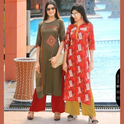 Littledesire Printed Straight Cotton Kurta Pack of 2