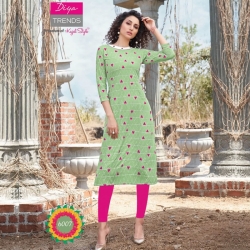 Pink Print Boat Neck Straight Green Kurta