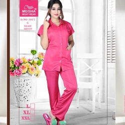 Littledesire Short Sleeve Top & Pajama Satin Night Suit