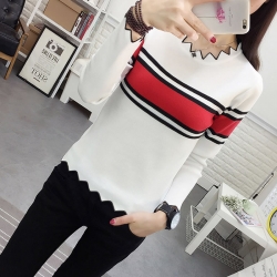 Fashion Knitted Long Sleeve Striped Sweater 