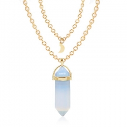 Short Bullet Natural Crystal Stone Pendant Clavicle Necklace 