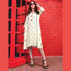 Littledesire Round Neck Shrug Style Printed Kurta 