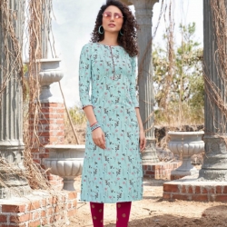 Print Boat Neck Straight Kurta