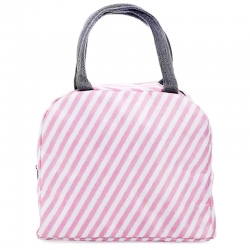 Stripe Print Insulated Oxford Portable Lunch Thermal Bags