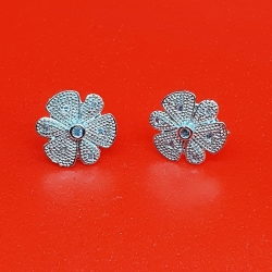 Silver Color Zircon Flower Earrings