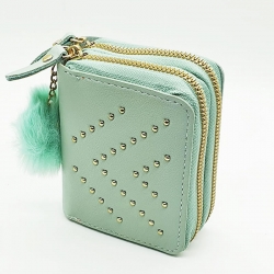 Double Zipper Cute Candy Colours Mini Card and Coin Wallet