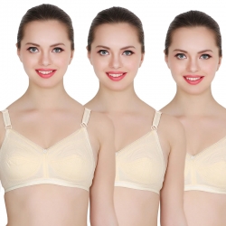 Regular Daily Wear Cotton Full Coverage Bra (Pack of 3)
