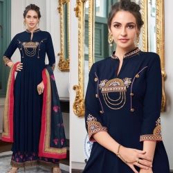 Littledesire Designer Embroidered Long Kurta With Palazzos & Dupatta