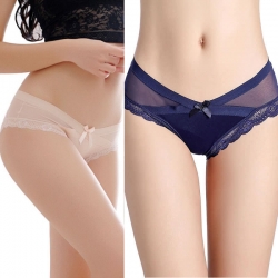 Littledesire Bow Floral Lace Transparent Panty (Pack of 2)