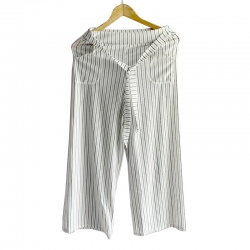 Black and White Belted Striped Palazzo Pants