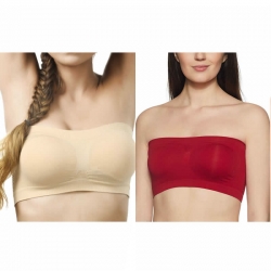 Non-Wired Seamless Non Padded Strapless Tube Top Bra Pack of 2