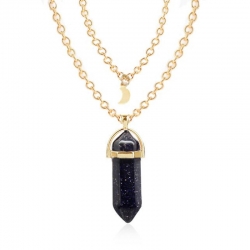 Short Bullet Natural Crystal Stone Pendant Clavicle Necklace 