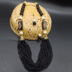 Gold-Plated & Black Handcrafted Jewellery Set
