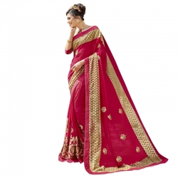 Littledesire Georgette Silk Embroidered Work Saree