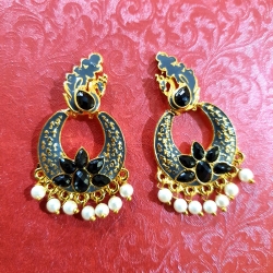 Peacock Design Chandbali Pearl Earrings
