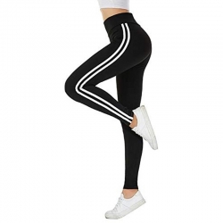 Stretchable Side Stripe Cotton Rib Sports Fitness Jeggings