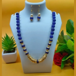 Pearl Brass Antique Necklace & Earrings Set