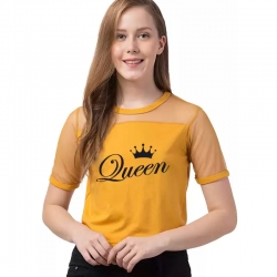 Queen Print Short Sleeve Casual Top