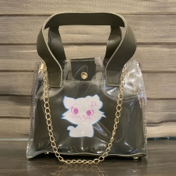 Cat Print Transparent Handbags & Shoulder Sling Bag