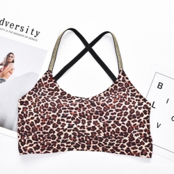 Leopard Print Back Cross Stripes Bralette