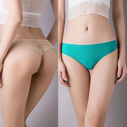 T-Back Floral Embroidery G-String Thong Panties (2 Pcs)