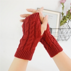 Knitted Woollen Warm and Fashionable Fingerless Winter Gloves 